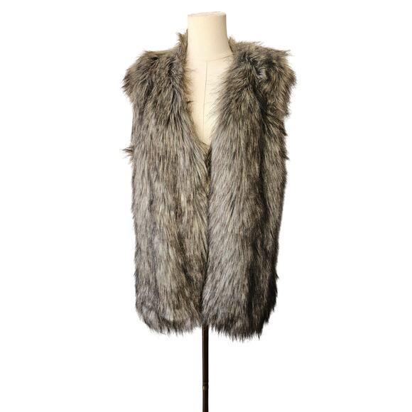 Nicole Miller Women's Wild & Wooley Open Front Faux Fur Vest Size Large - Picture 1 of 4